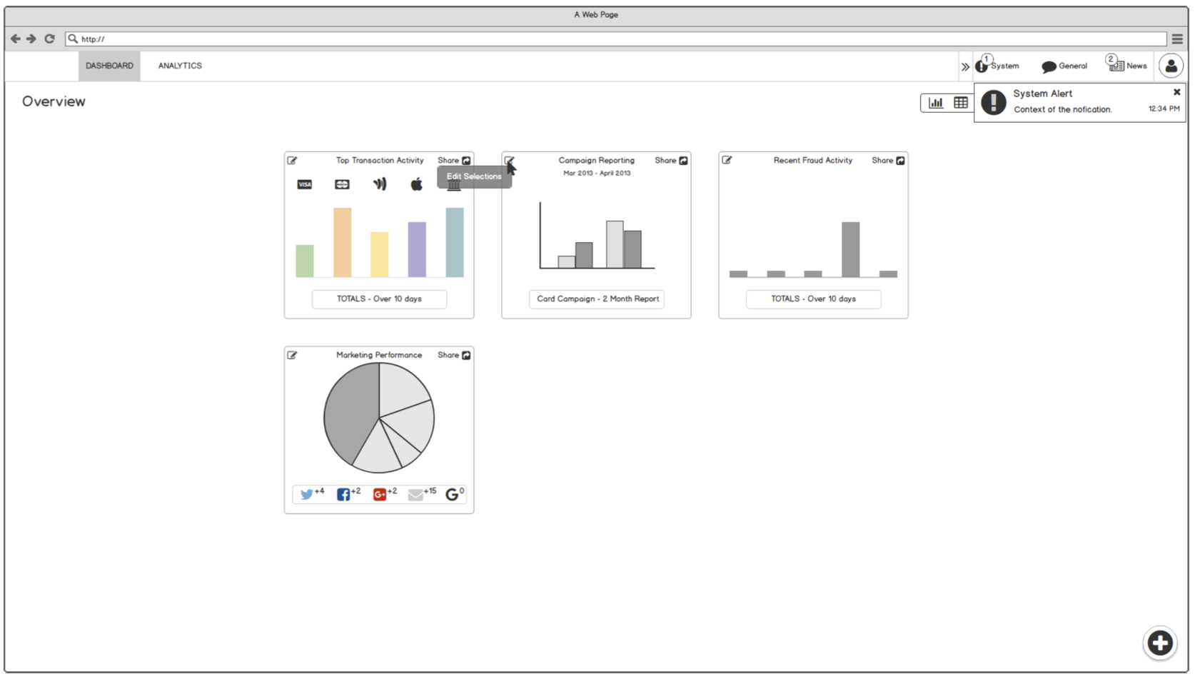 Example visual design for the navigation variations in the Customer Engagement App